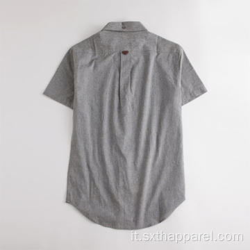 Camicia casual in cotone tinta unita manica corta da uomo resistente